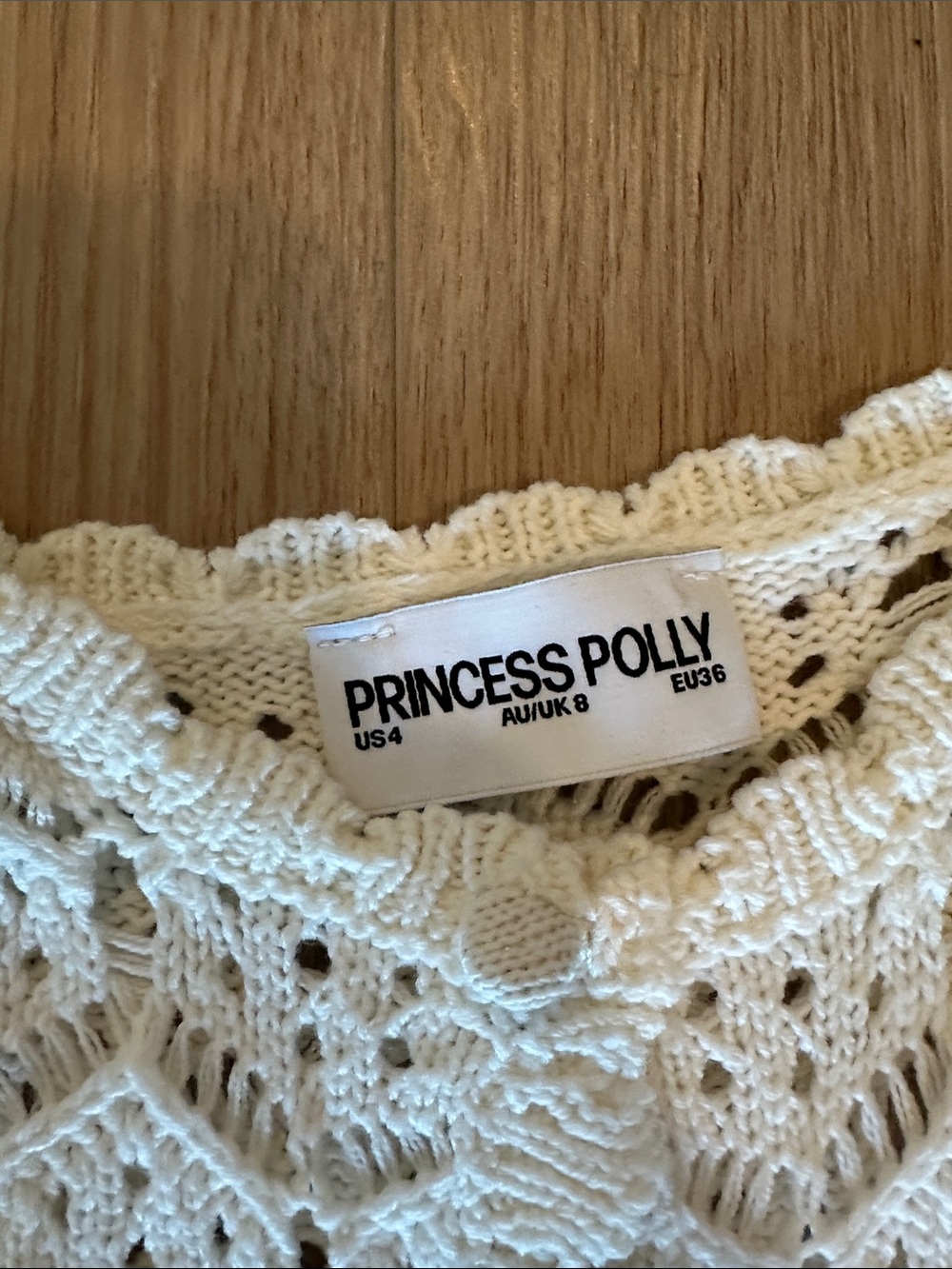 Princess Polly Cream Crochet Short Set — Openwork Knit Top & Shorts - Picture 5 of 5